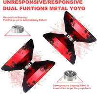 W07 yoyo Professional Metal Trick Yoyo Responsive & Unresponsive – Fun for Kids & Family - 7-BlackRed-Pro - image 4