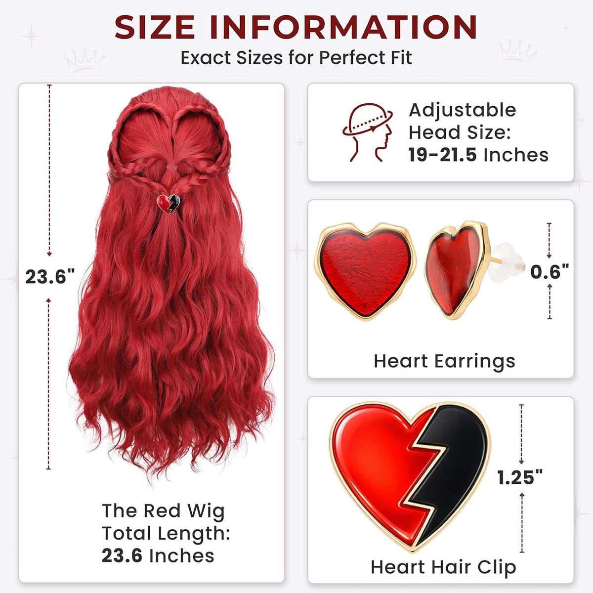 AMZCOS kids long wavy hot pink princess cosplay wig with pink bow and drop earrings - view 15