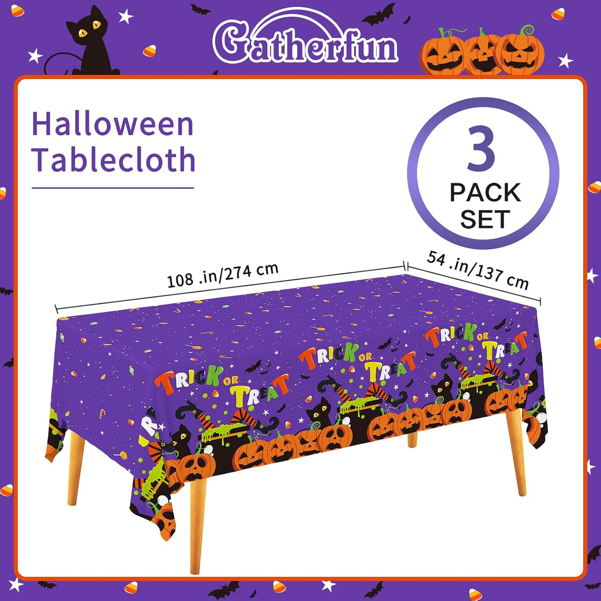 Gatherfun Football Party Decorations Disposable Tablecloth Plastic - Halloween - image 3