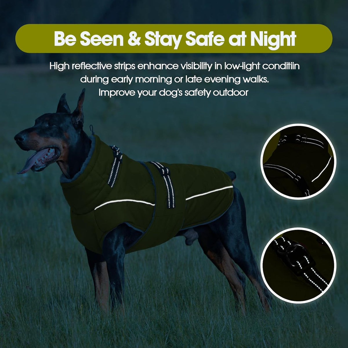 QBLEEV Warm Dog Jacket, Waterproof Dog Winter Coat with Harness – Essentials for Dogs - Autumn-Fragrance / XX-Large - image 2