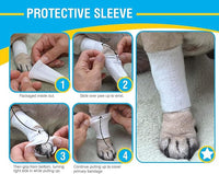 Protective Sleeve Tubular Cover - Bandages - for Dogs Cats and Other Pets First Aid Wound Care Comfortable Non-Adhesive Breathable & Water Resistant 12 Strips (yields 24-36 Covers)-(Medium)