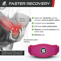 Sleeve Stars Tennis Elbow Brace for Women - Adjustable Tennis Elbow Strap, Golfers Elbow Brace for Men, Counterforce Brace for Tennis Elbow for Tendonitis Relief, Fits 9"-23" (Pair/Hot Pink)