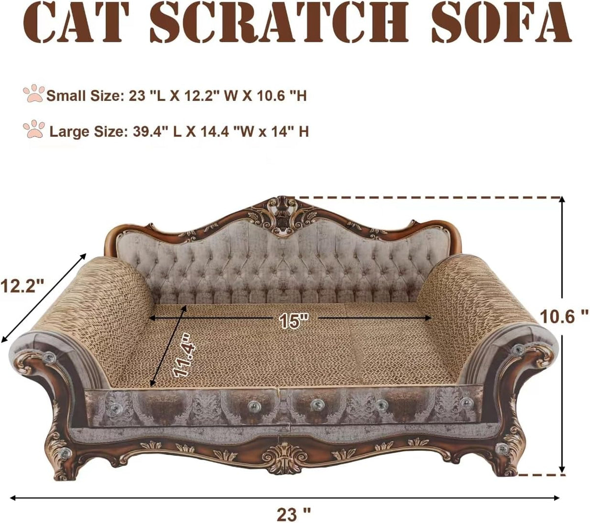 Sofa Shaped Cat Scratching Couch - 23 "L X 12.2" W X 10.6 "H - image 2