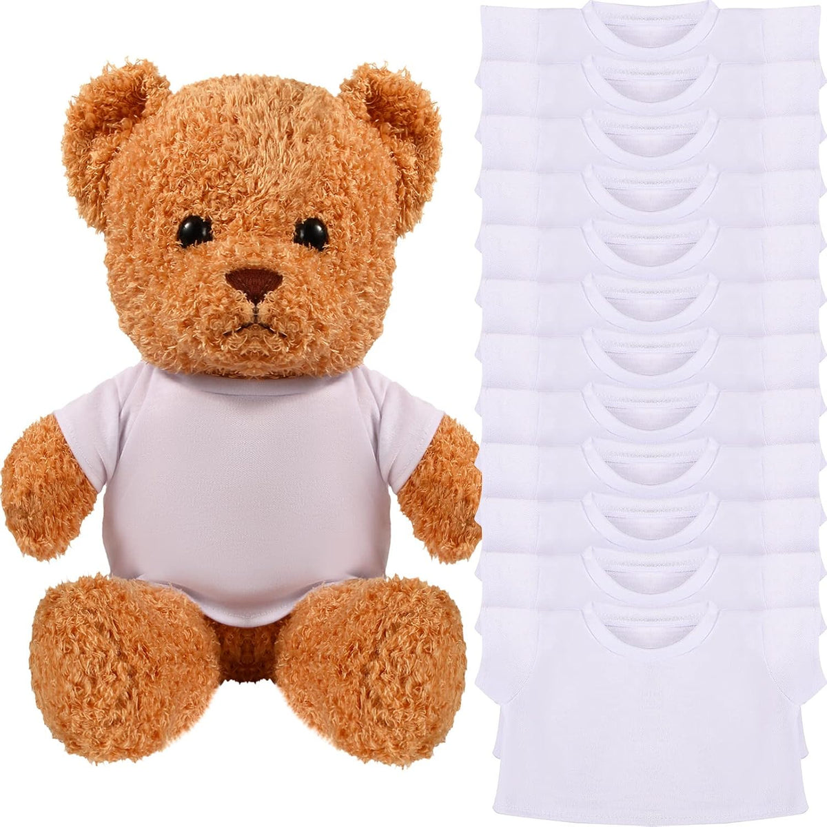 Skylety plush bear shirts, 12 blank cotton crew neck tees for 14-18 inch stuffed bears - view 2