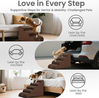 Dog Stairs for Small Dogs, 3-Step Pet Steps for Couch Sofa - Brown / 2 / 2-Step (15.7"D x 15.7"W x 11.8"H) - image 4