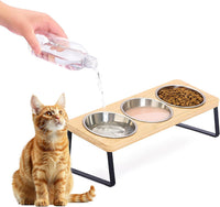 Elevated Cat Bowls, 15° Tilted Glass Raised Cat Food and Water Bowl – Essentials for Cats - 3 Stainless Steel Bowls