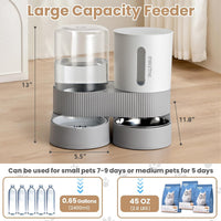 Automatic Cat Feeder Stainless Steel Water Dispenser Gravity Food - Grey - image 2