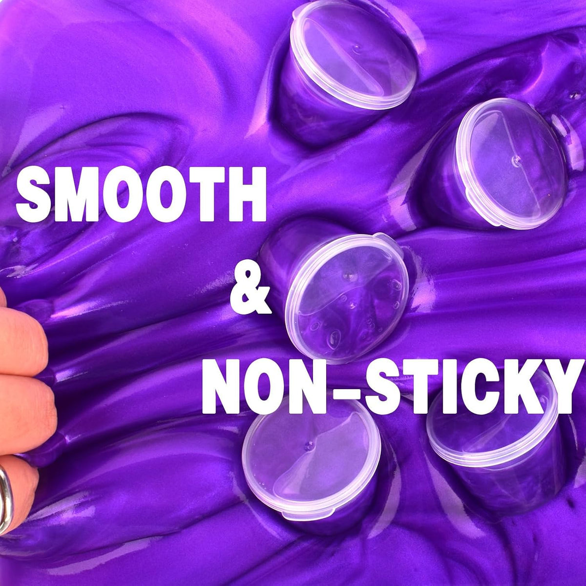 4 Pack Galaxy Slime Kit, Party Favors for Kids, Non Sticky, Wet - Purple Galaxy Slime - image 4