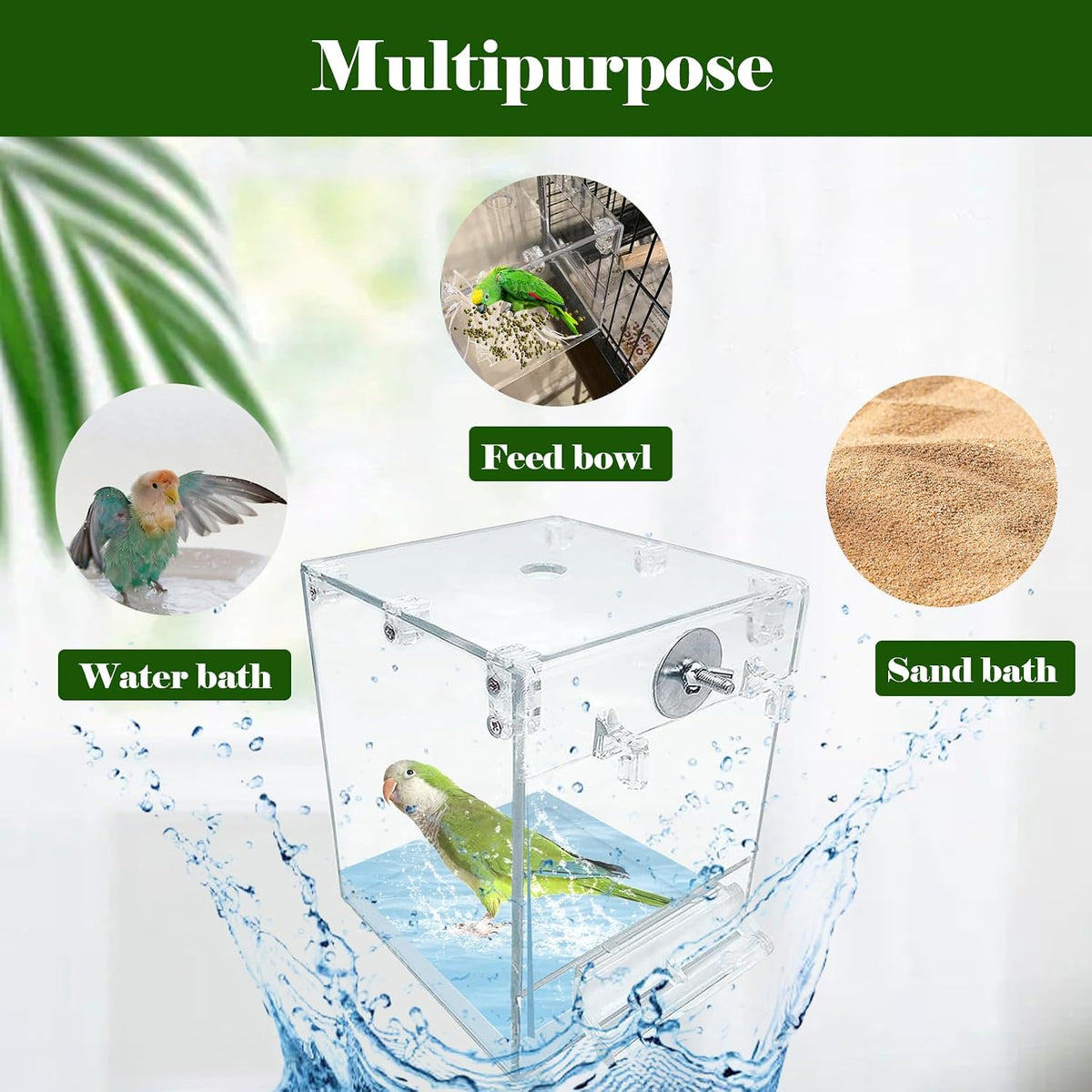 Acrylic Bird Cage Bath Box - 【2Pcs】 / 【White：2PcsType1】 - image 3