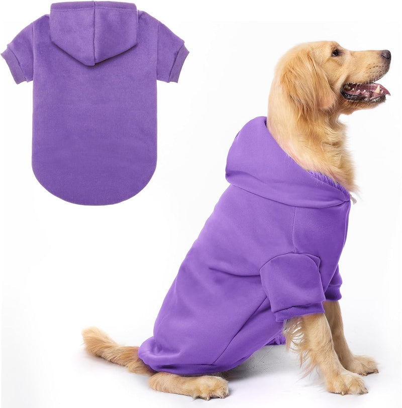 BINGPET Security Dog Hoodie, Pet Sweater Clothes with Leash Hole - #2 Purple(Plain) / Medium (All Breed Sizes)