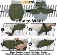 Dog Coats for Large Dogs Waterproof Dog Jacket with Adjustable Fit – Essentials for Dogs - M / Army Green - image 3