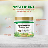 NaturVet – Digestive Enzymes - Plus Probiotics & Prebiotics – Helps Support Diet Change & A Healthy Digestive Tract – for Dogs & Cats (Soft Chews, 120 Count)