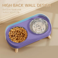 Elevated Cat Bowl, Raised Cat Food and Water Bowl Set for Indoor Cats, Splash Proof with 2 - Cat Bowls-Purple - image 3