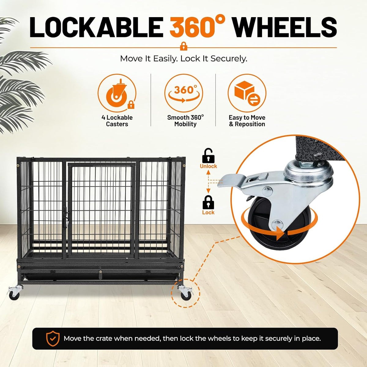 Homey Pet 31 inch stackable metal dog crate with wheels, two doors and pull-out tray - view 4
