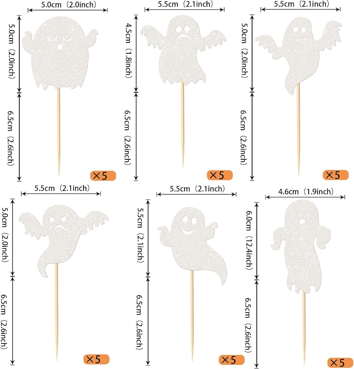 Rsstarxi 24 Pack Ghost Baby Boo Cupcake Toppers Glitter Spooky Little - Design 20 - image 2