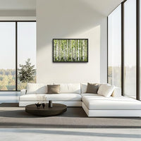 Extra Large Birch Tree Framed Wall Art for Living Room,Oversized Green Aspen Trees Forest Pictures Wall Decor,Canvas Print Painting Modern Artwork Bedroom Office Bathroom 36L" x 24W"