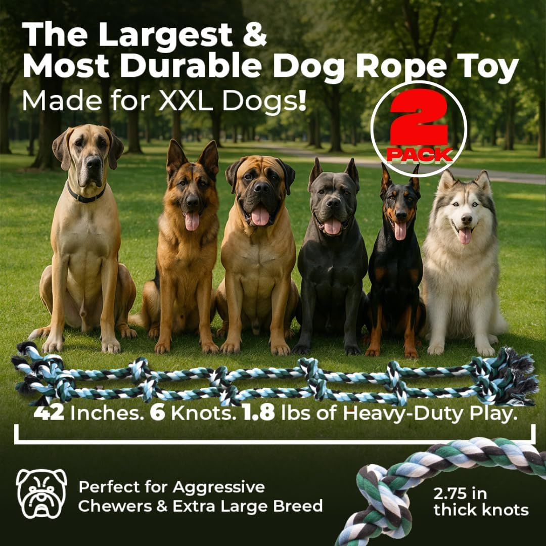 Pacific Pups Products Giant Dog Rope Toy - Green / 2 Pack - image 2
