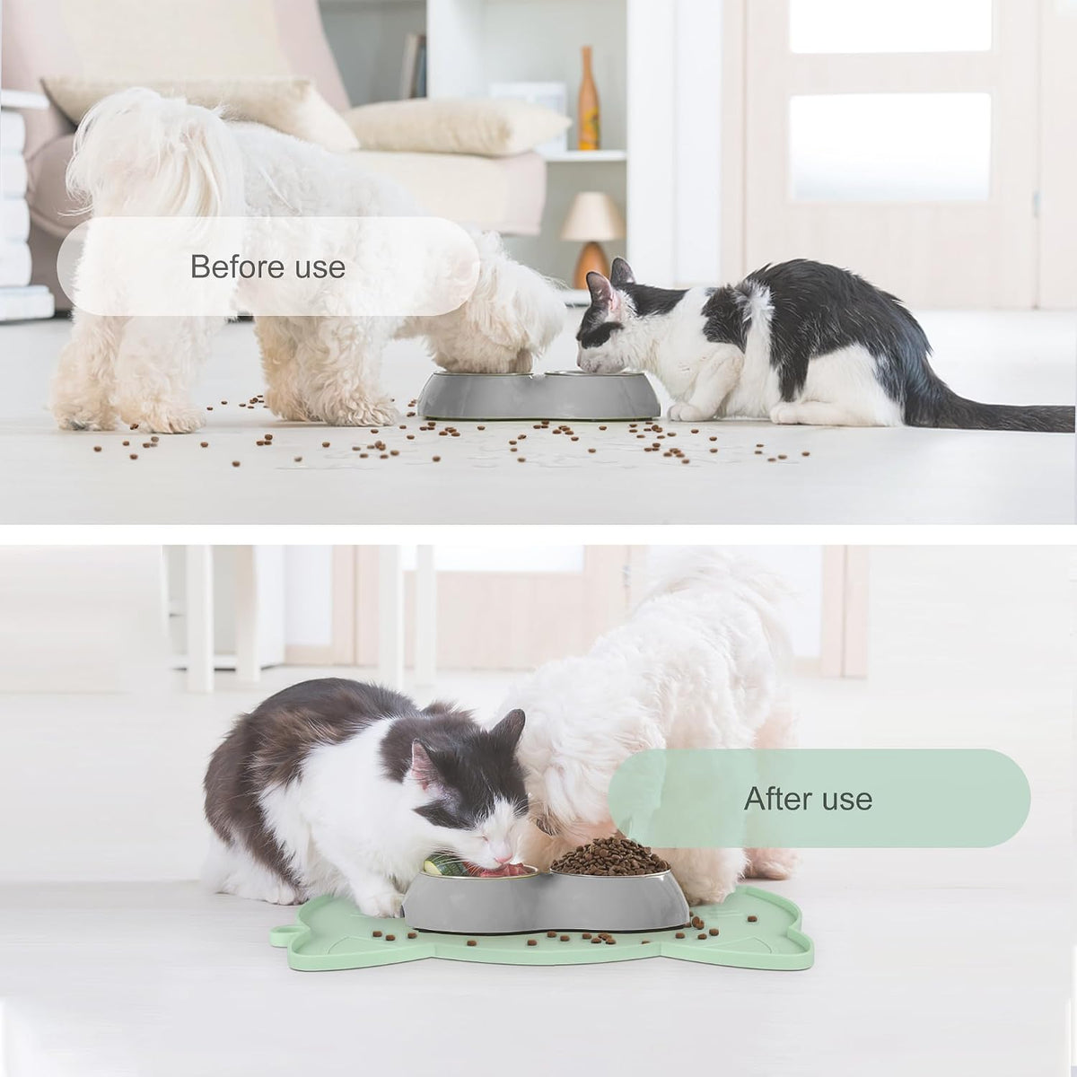 Coomazy Cat Food & Water Mat Thicker Non-Slip Silicone Mat - Cyan / 17.7''L x 10''W - image 4
