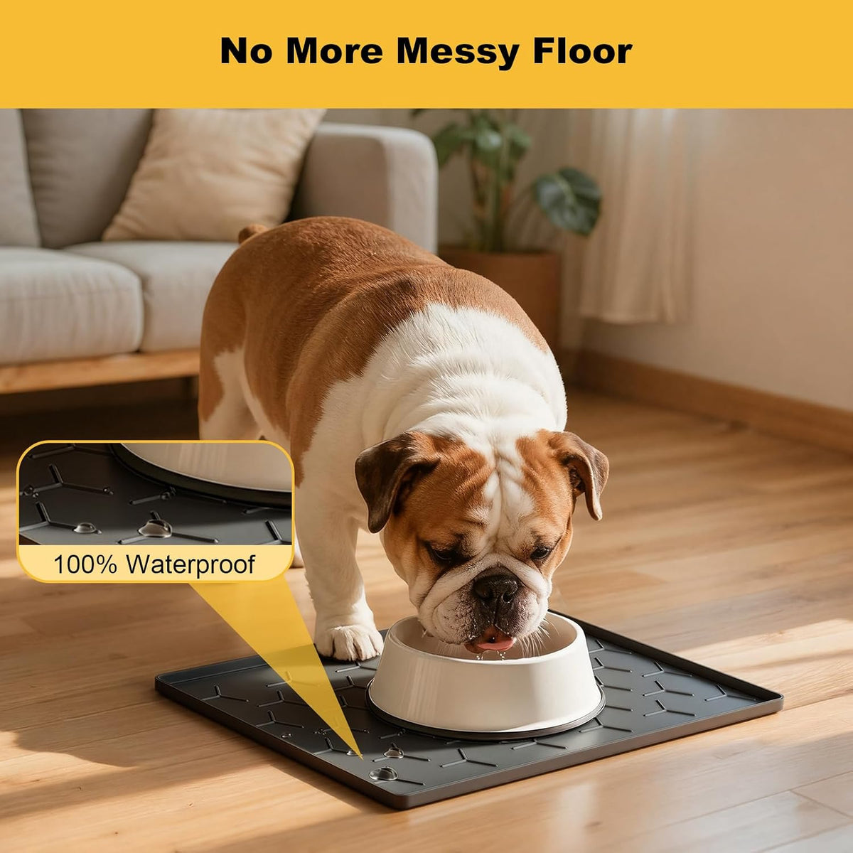 Pieviev Silicone Dog Cat Food Bowl Mat, Waterproof Raised Edge - S-16''X12'' / Dark Gray - image 4