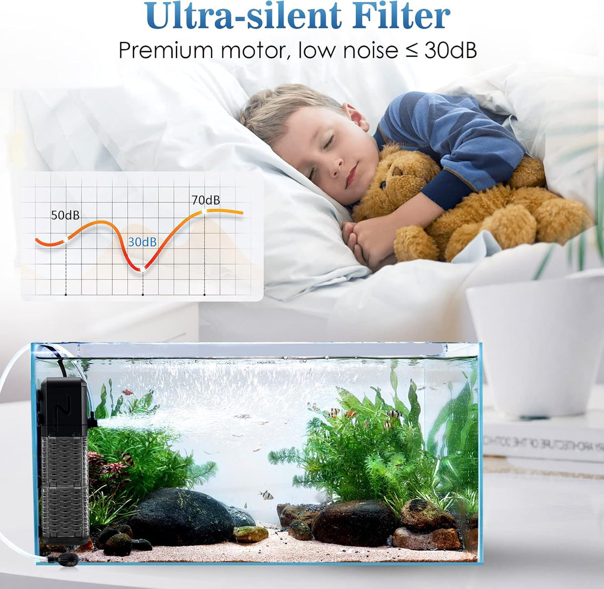 AQQA Submersible Aquarium Filter - M(211GPH-9W) - image 4