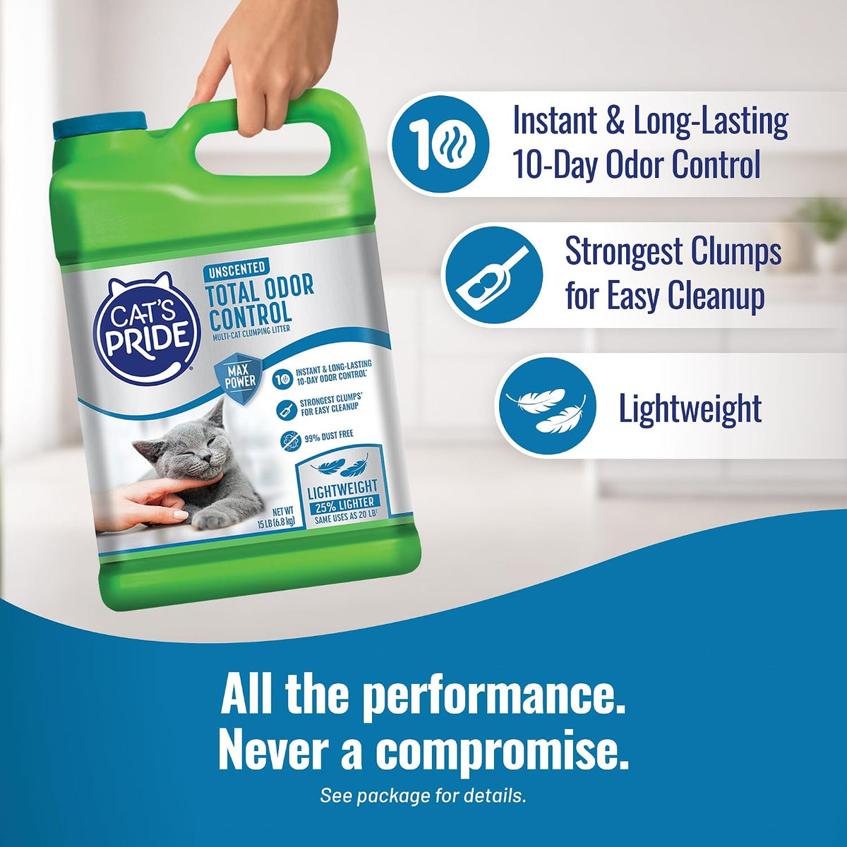 Cat's Pride Total Odor Control, Max Power - 15 pounds / Total Odor Control Unscented - image 4