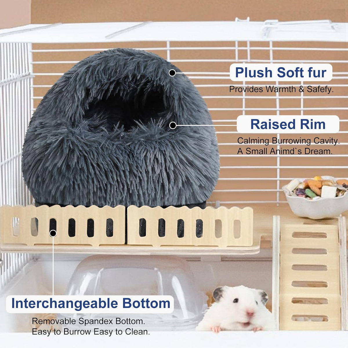 Guinea Pig Hideout, Doughnut Guinea Pig Bed - Black - image 4