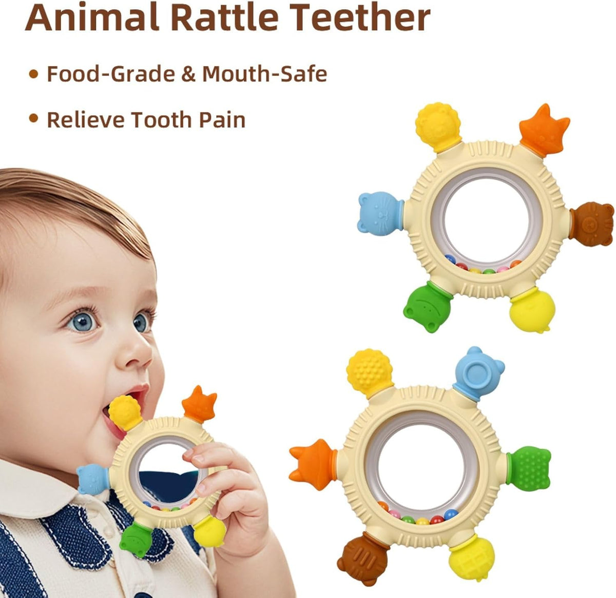 Baby Teething Toys Silicone Teethers BPA Free Silicone Rudder - Animals - image 2