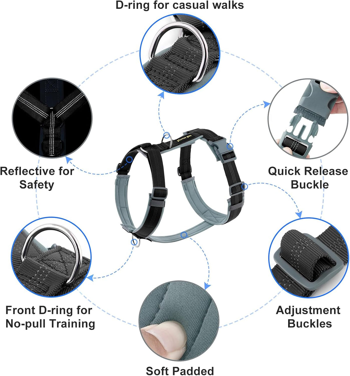 Plutus Pet No Pull Dog Harness - M / Black - image 2