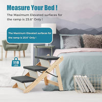 MEWANG Wood Pet Stairs & Ramp for Small/Medium Dogs and Cats, Aging Pets – 3-in-1 Foldable, Portable, Non-Slip Pet Ladder for Tall Beds, Couches,Cars–Holds Up to 220 lbs (24.8" L x 17.2" W x 19.5" H)