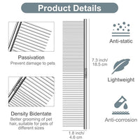 YIRU Dog Cat Grooming Combs,Large Steel Comb for Knots,Mats & Loose Hair Removal,Professional Grooming Comb for Dogs Cats