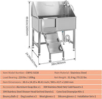Dog Washing Station 38'' Stainless Steel Pet Grooming Tub for Large Dogs Over-Size Professional Dog Grooming Bathtub Station Wash Shower Sink Pet Grooming Bathtub Station,Left Door