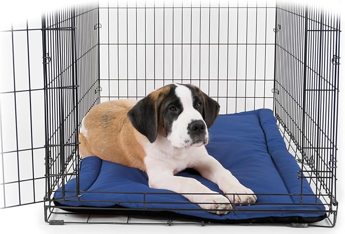 K9 Ballistics Tough Ripstop Dog Crate Pad - Durable & Machine Washable with Non-Skid Bottom and 120-Day Warranty, Fits 42" Wire Crates - Large, Blue Quartz