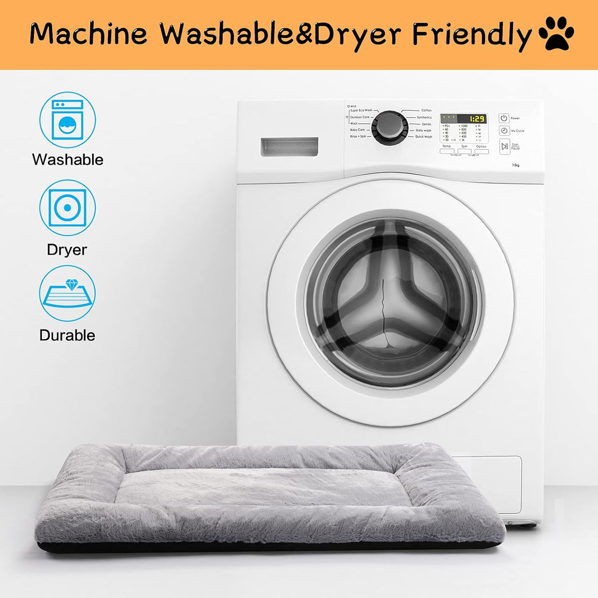 Dog Crate Pad Washable Dog Bed for Crate Medium Cozy Mat 36-Inch Gray – Essentials for Dogs - 36.0"L x 23.0"W x 1.0"Th / gray - image 3