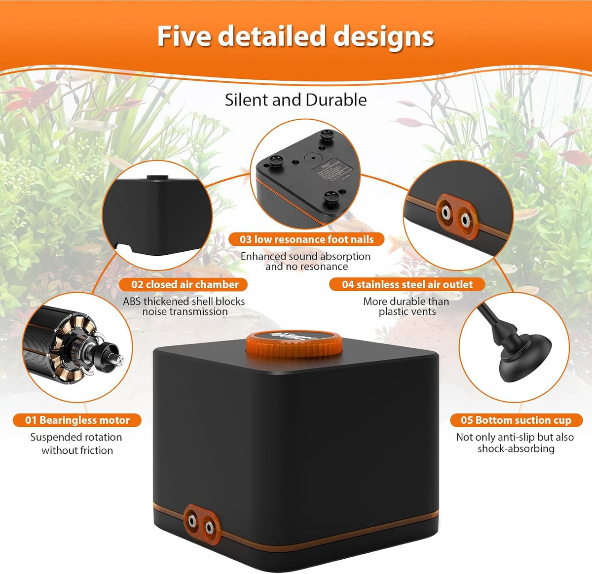 hygger Strong Aquarium Air Pump for Medium Large Fish Tank - 4W(Tank Up to 90 Gallon Aquariums) - image 3