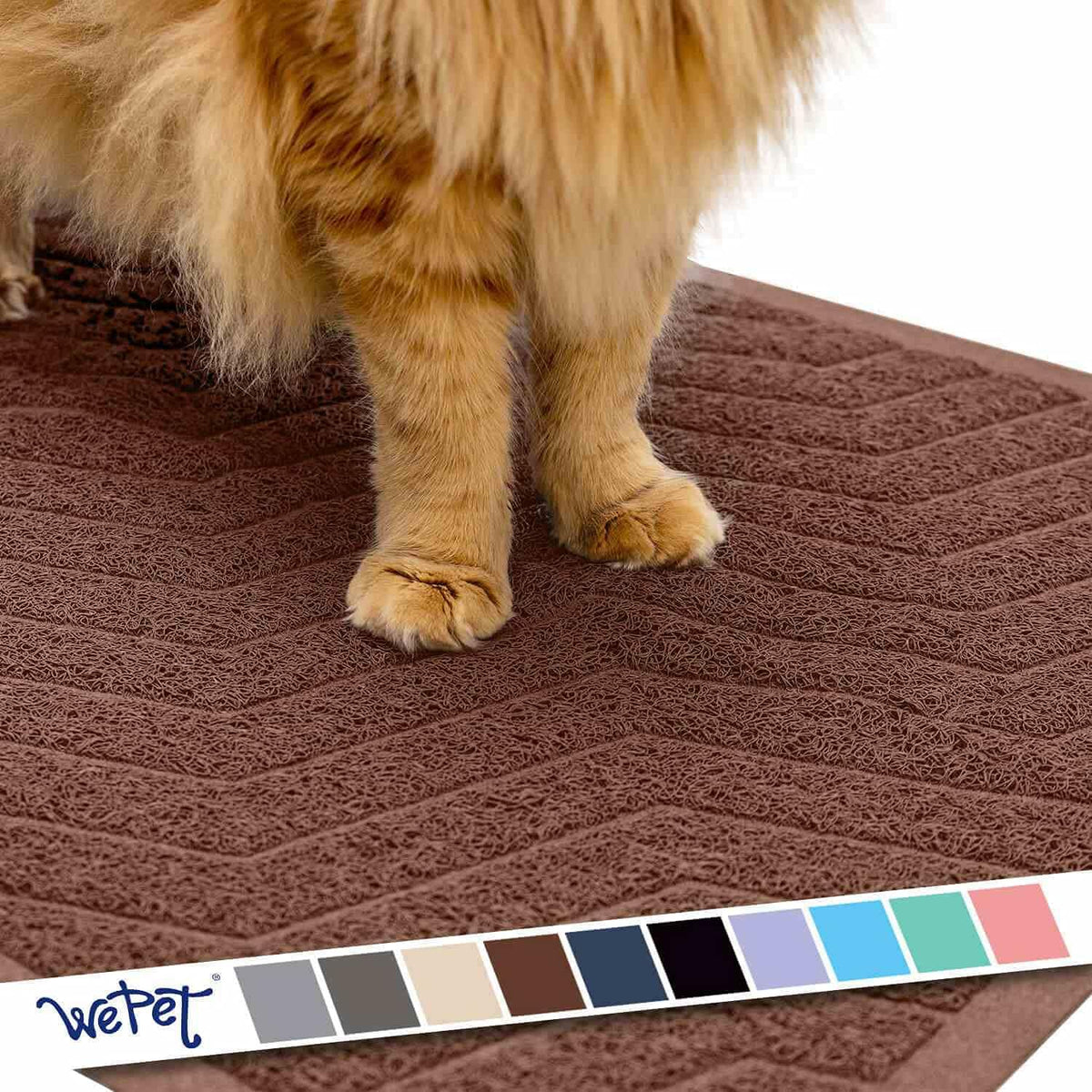 Cat Litter Box Mat, Kitty Premium PVC Pad, Durable Trapping Rug - 35x23 Inch (Pack of 1) / #02 Brown