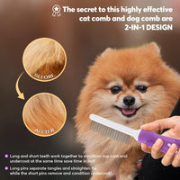 Detangling Pet Comb for Dogs & Cats with Long & Short Stainless Steel - image 4