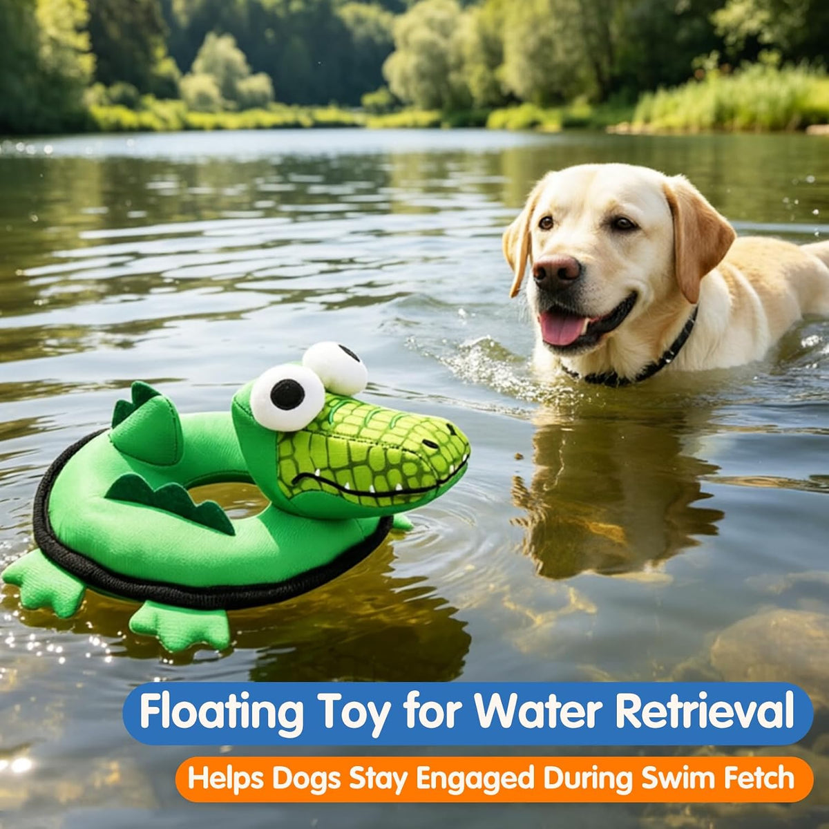 Floating Duck Dog Toy, Squeaky Water Pool Toy for Small Medium Dogs – Essentials for Dogs - Crocodile - image 4