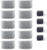 PET STANDARD Replacement Water Filter & 4 Pack Replacement Pre-Filter Sponges Compatible With WOPET® 67oz/2L Automatic Pet Fountain, Pack of 10