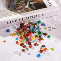 0.5 Lb/230g Multicolor Cat Eye Stones Pebbles Polished Aquarium Rocks Gravel, 7-9mm Natural Gemstones Tumbled Chips Bulk for Aquarium, Vase Fillers, Succulent Plants Decor