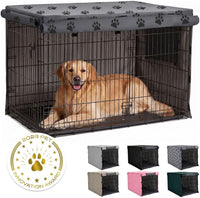 GORILLA GRIP Dog Enclosure Crate Cover Kennel Cage Topper 42in - Gray Black Paw / 42" X 28" X 30"