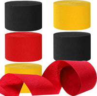 We Moment Dusty Blue Light Blue White Crepe Paper Streamers 1.8 Inch - Black Red Yellow