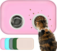Non-Slip Silicone Dog Food Mat for Food and Water - 60 x 40 cm / Pink