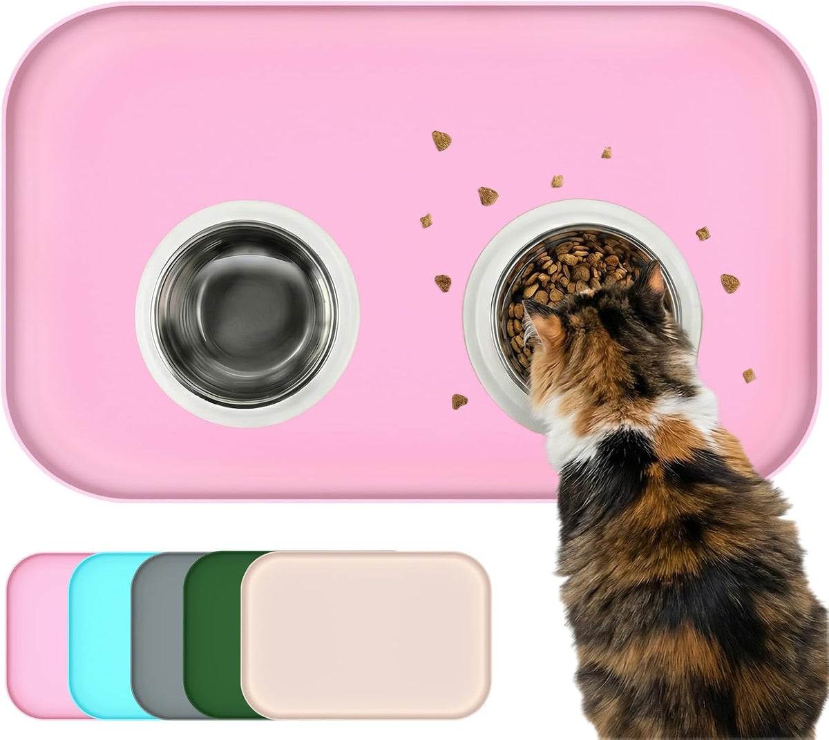 Non-Slip Silicone Dog Food Mat for Food and Water - 60 x 40 cm / Pink