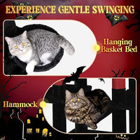 Globlazer Gothic Corner Cat Tree Tower with Scratching Post for Indoor Cats, 51inch Goth Cat Condo Tower with Large Hammock, Fan-Shaped Padded Perch, Spacious Cat Cave, Hanging Basket, C51, Red Black