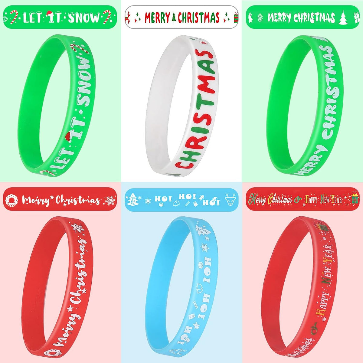 JUNEBRUSHS 24pcs Halloween Silicone Bracelets - Christmas Style - image 4