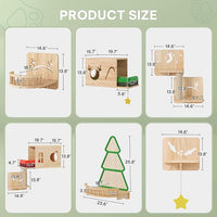 Cat Wall Shelves, Cat Wall Furniture Pine Wooden Feline Shelf, 16 Piece Shelves and Perches with Bowl, Warmer Mat, Condos, House, Steps and Cat Scratcher