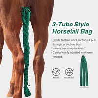 Harrison Howard 3 Tube Stretchy Fabrics Adjustable Closure Lightweight Horse Tail Bag for Horses Braid-in Tail Bag