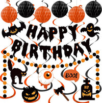 Halloween Birthday Banner - Black & Orange / Halloween