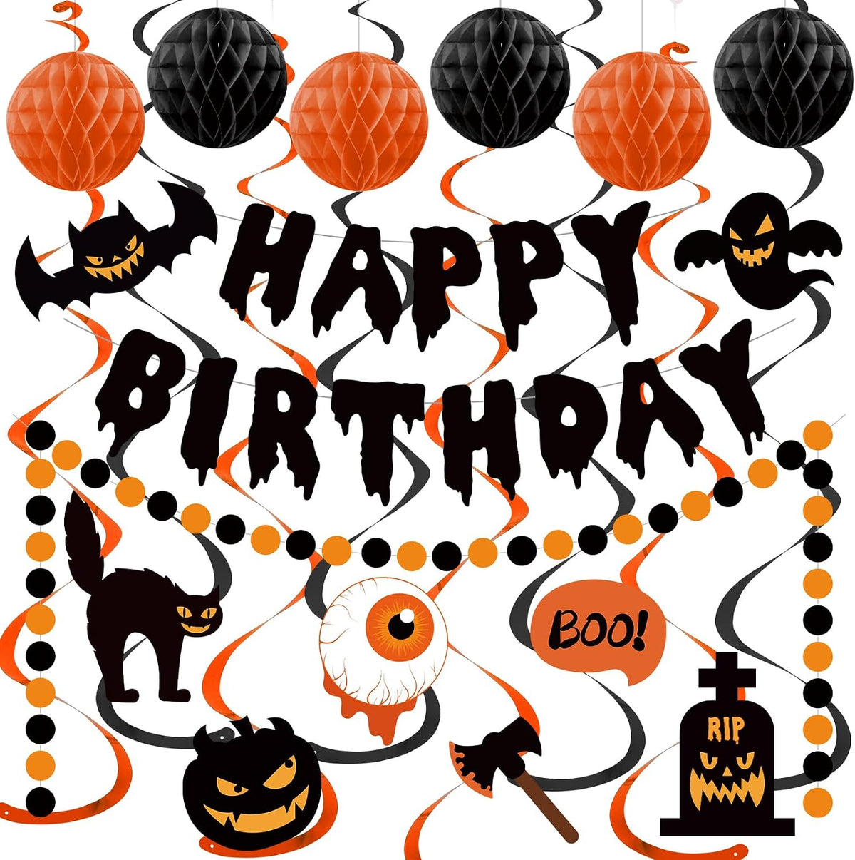 Halloween Birthday Banner - Black & Orange / Halloween