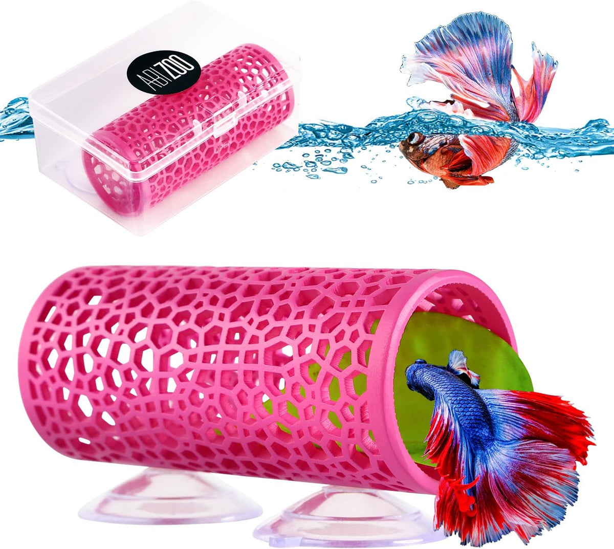 Abizoo Betta Fish Tunnel & Reptile Hide - Pink